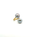 14k Gold Double Gray Pearl Ring