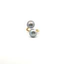 14k Gold Double Gray Pearl Ring