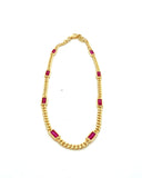 Gold Ruby Rectangular Bezel Stone Anklet