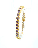 Gold and Purple Topaz Heart Tennis Bracelet