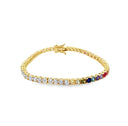 Gold Half White Topaz and half Multi-Sapphire Tennis Bracelet