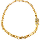 Gold Rolo Chain with Pave Diamond Skull Clasp. Can be worn as a necklace or wrap bracelet