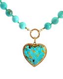 Pavé Diamond Turquoise Heart Necklace