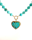 Pavé Diamond Turquoise Heart Necklace