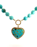 Pavé Diamond Turquoise Heart Necklace