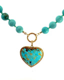 Pavé Diamond Turquoise Heart Necklace