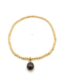 Gold Beaded Anklet with Enamel Evil Eye