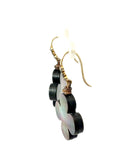 Gray Mother of Pearl Clover Earrings with Gold & Silver Pave Ear Wires