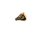 Two Tone Silver and Gold Rose Quartz Ring with Frogs