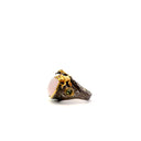 Two Tone Silver and Gold Rose Quartz Ring with Frogs