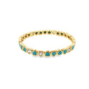 Gold White Topaz and Turquoise Heart Stretch Bracelet