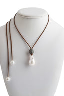 Mina Danielle's Signature Necklace. Baroque South Sea Pearl drop with Pave Diamond Ball