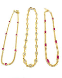 Gold Ruby Rectangular Bezel Stone Anklet