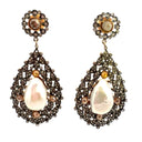 Baroque Pearl and Diamond Drop Earrings