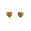 Gold Heart Earrings with Pave Diamonds