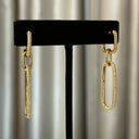 Gold Pave Long Oval Drop Earring