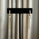 Gold Pave Long Oval Drop Earring