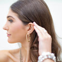 Gold Pave Rectangle Shape Earrings