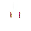 Gold Ruby Huggie Earrings