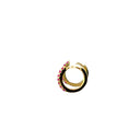 Gold Ruby Huggie Earrings