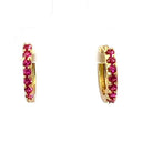 Gold Ruby Huggie Earrings