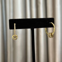 Small Gold Pave Hoops with Diamond Roundels