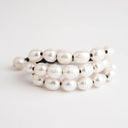 3 Strand White Pearls with 3 hanging Pearls and Button Closure