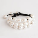 3 Strand White Pearls with 3 hanging Pearls and Button Closure