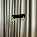 Baguette Huggie Earrings with Silver and Gold Open Heart