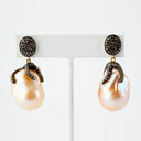 Baroque Pearl and Pave Diamond Earrings