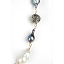 Baroque Pearl Chain Link Necklace with 3 Rose Cut Diamonds