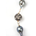 Baroque Pearl Chain Link Necklace with 3 Rose Cut Diamonds