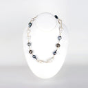 Baroque Pearl Chain Link Necklace with 3 Rose Cut Diamonds