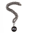 Black Enamel & Diamond Evil Eye Pendant on Oxidized link Chain