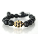 Black Onyx Bracelet with Black and Gold Oval Macrame Crystal