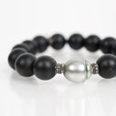 Black Onyx Stretch with Tahitian Pearl & Diamond Roundels