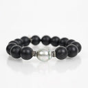 Black Onyx Stretch with Tahitian Pearl & Diamond Roundels
