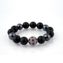 Black Onyx with Gray Pearls and Amethyst & Diamond bead
