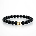 Black onyx with Shiny Gold Skull