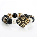 Black Onyx with Square Tribal Bead and Silver Stardust