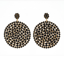 Black Spinel and Round Diamond Shaped Earrings
