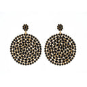 Black Spinel and Round Diamond Shaped Earrings