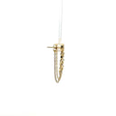 Mother of Pearl Heart Studs with Hanging Gold Chains with Diamonds