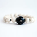 Bone with Black Enamel & Diamond Star Bead