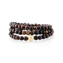 Brown Wood Wrap Bracelet with Gold Stardust