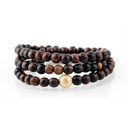 Brown Wood Wrap Bracelet with Gold Stardust