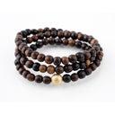 Brown Wood Wrap Bracelet with Gold Stardust