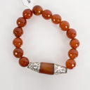 Carnelian with Tibetan Silver Oblong Bead