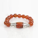 Carnelian with Tibetan Silver Oblong Bead