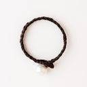Chocolate Braided Leather with White South Sea Pearl